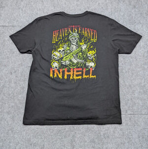 Zero Foxtrot Graphic Shirt Mens XL Heaven Is Earned In Hell Military Skull Flame